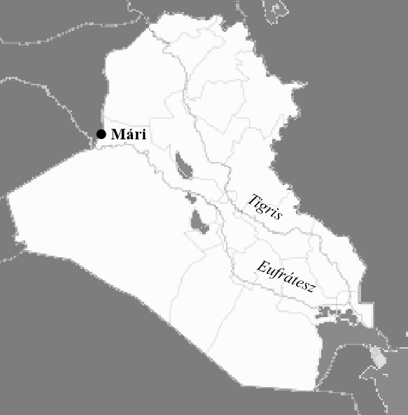 Az ősi Mári elhelyezkedése a mai Irak térképén